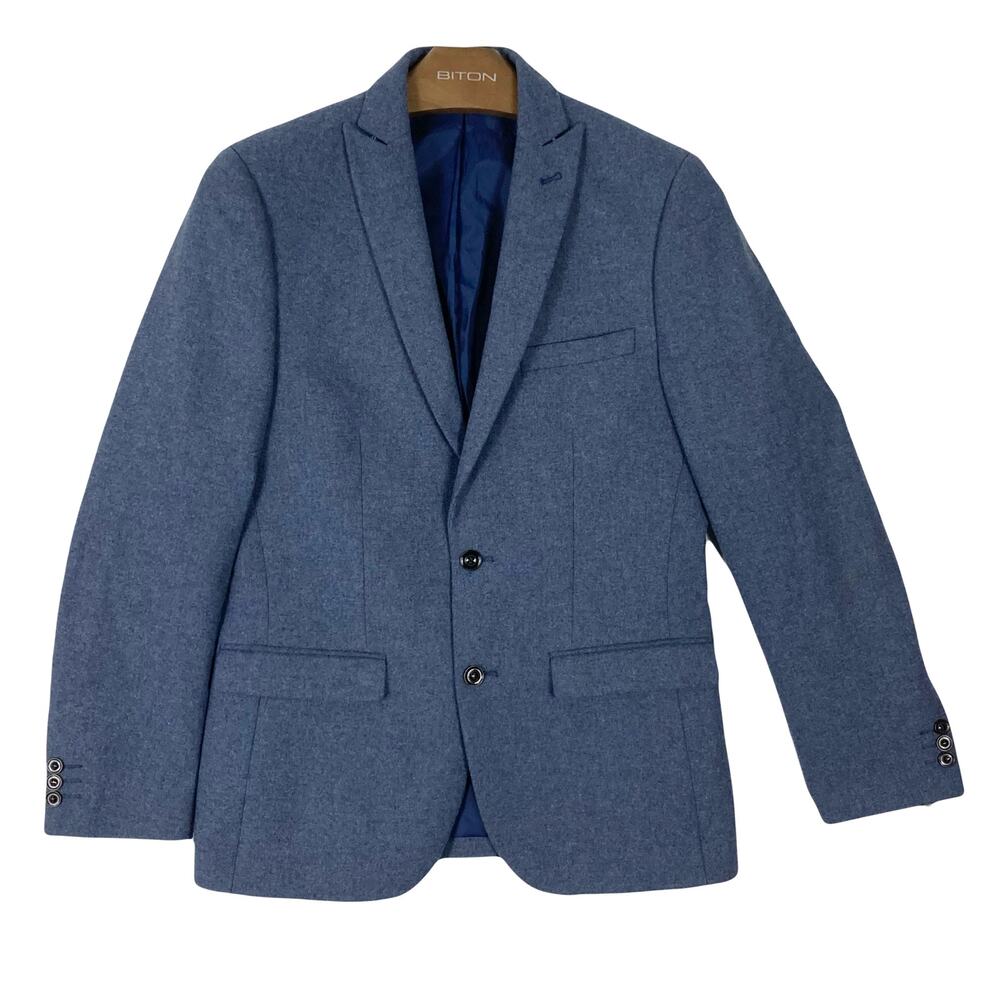 NWOT HARRY BROWN Blazer 38R Slim Fit Wool Blend Blue Single Breasted Lined